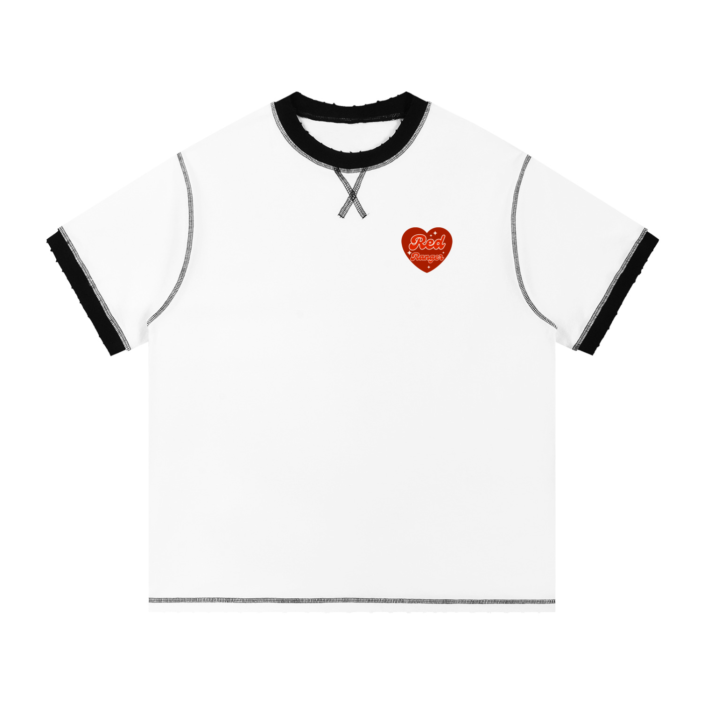 "Love" - Contrast-Stitched Cotton T-Shirt