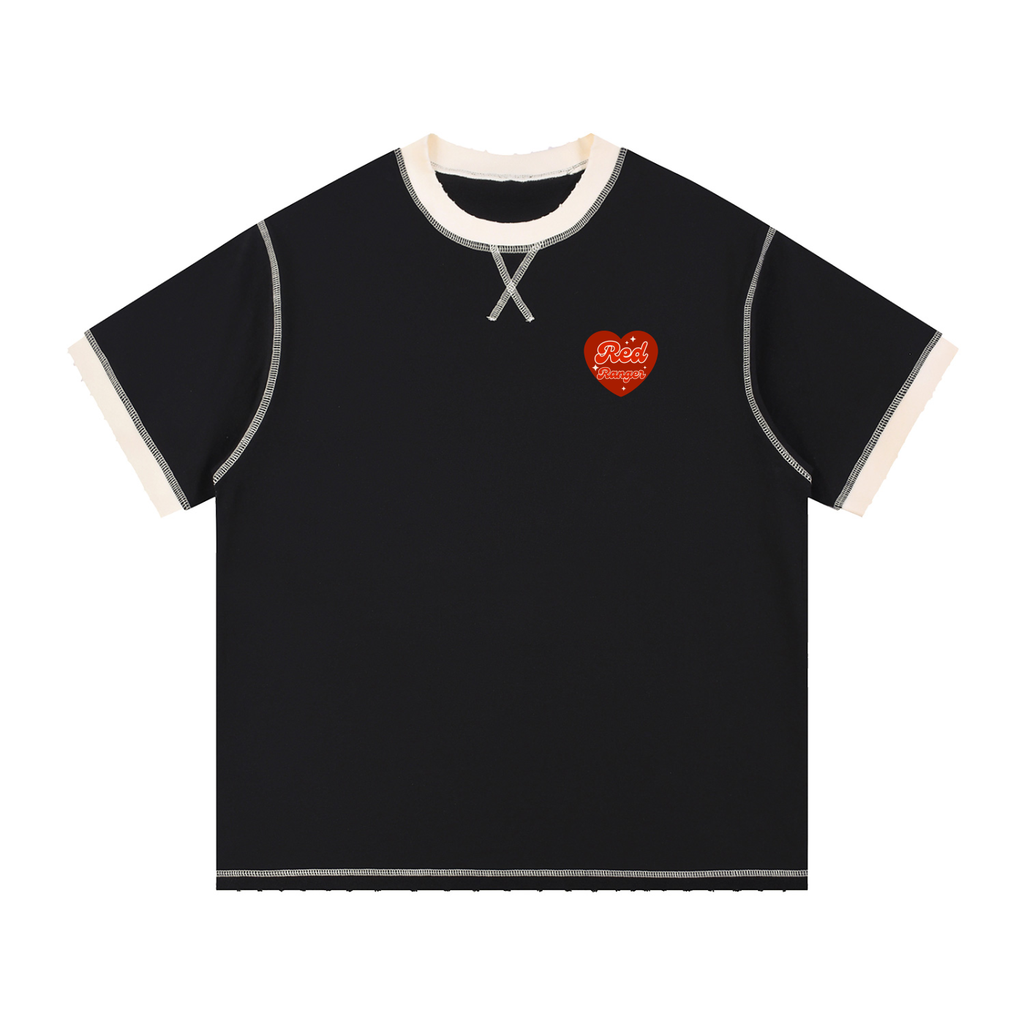 "Love" - Contrast-Stitched Cotton T-Shirt