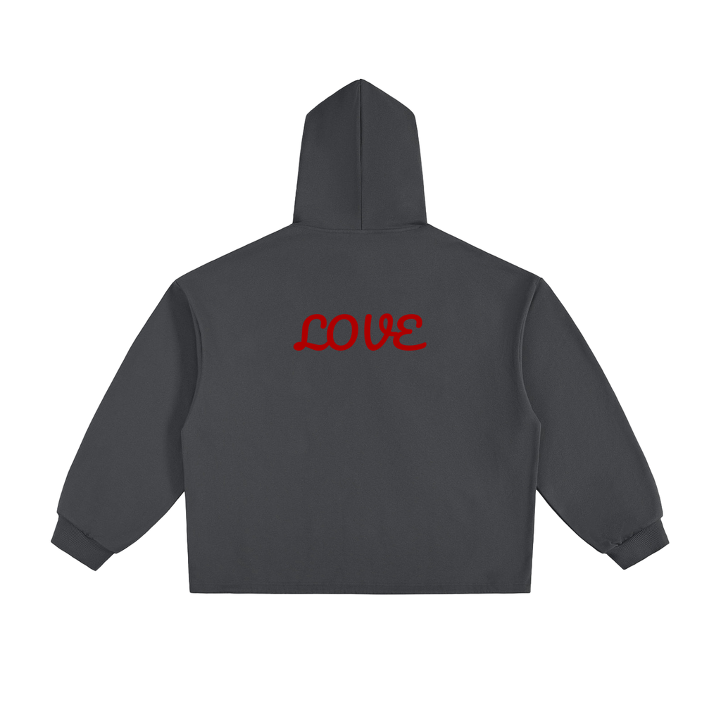 "Love" - Essential Heavyweight Oversized Drawstring Hem Hoodie