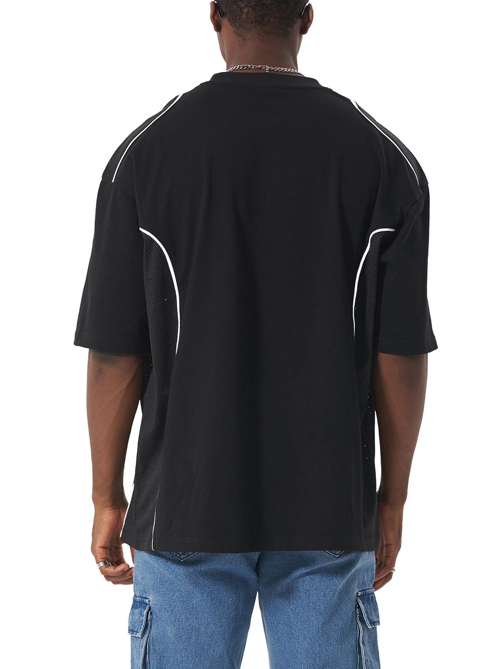 "Logo" - Contrast Piped Panel T-Shirt